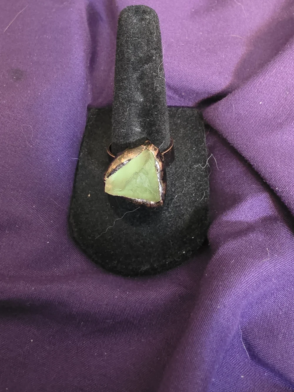 Adjustable Green Triangle Crystal Copper Ring - Women Jewelry